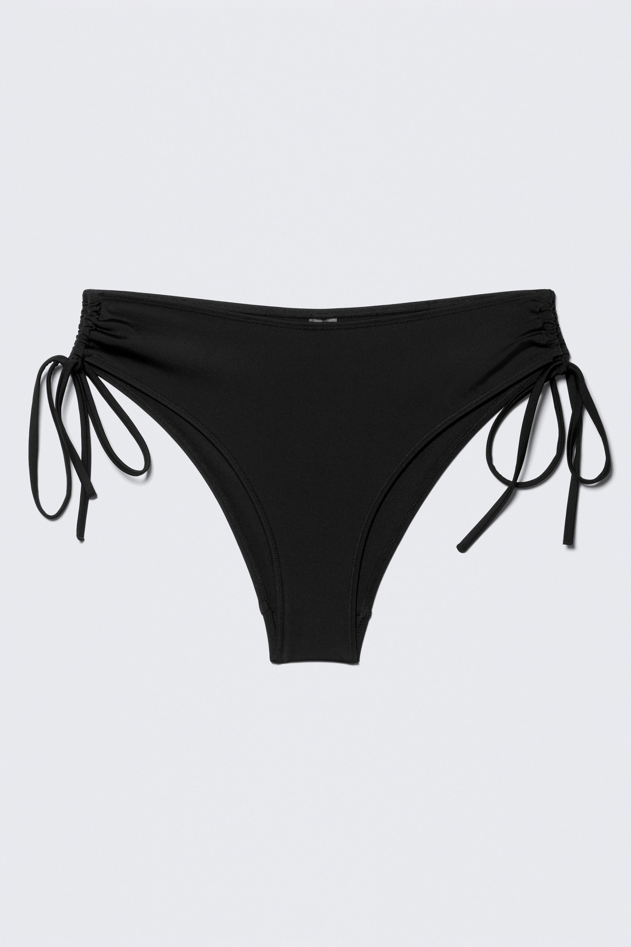 Black - Strappy Side Tie Bikini Bottoms