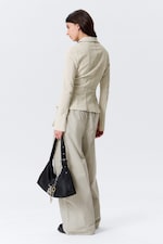 Light Beige - Slim Fit Textured Blouse - 3