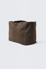 Mörkbrun - Stor vaxad canvasväska i bomull - 3