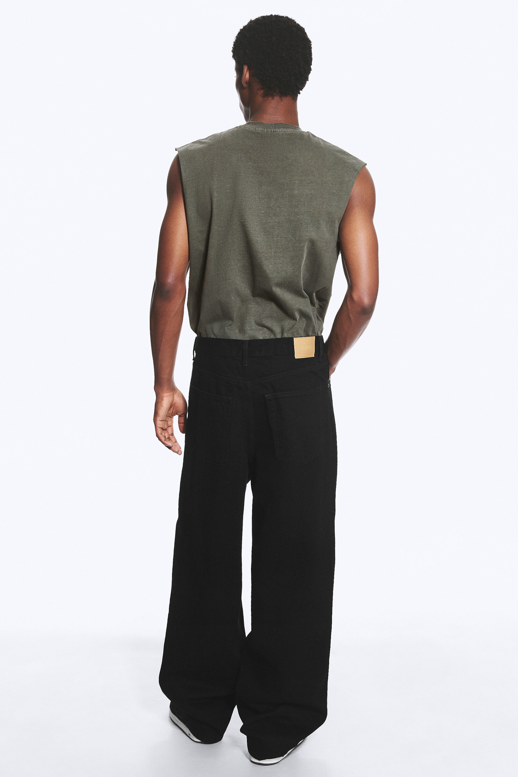 Black Rinse - Black - Astro Mid Rise Loose Baggy Unisex Jeans - 4