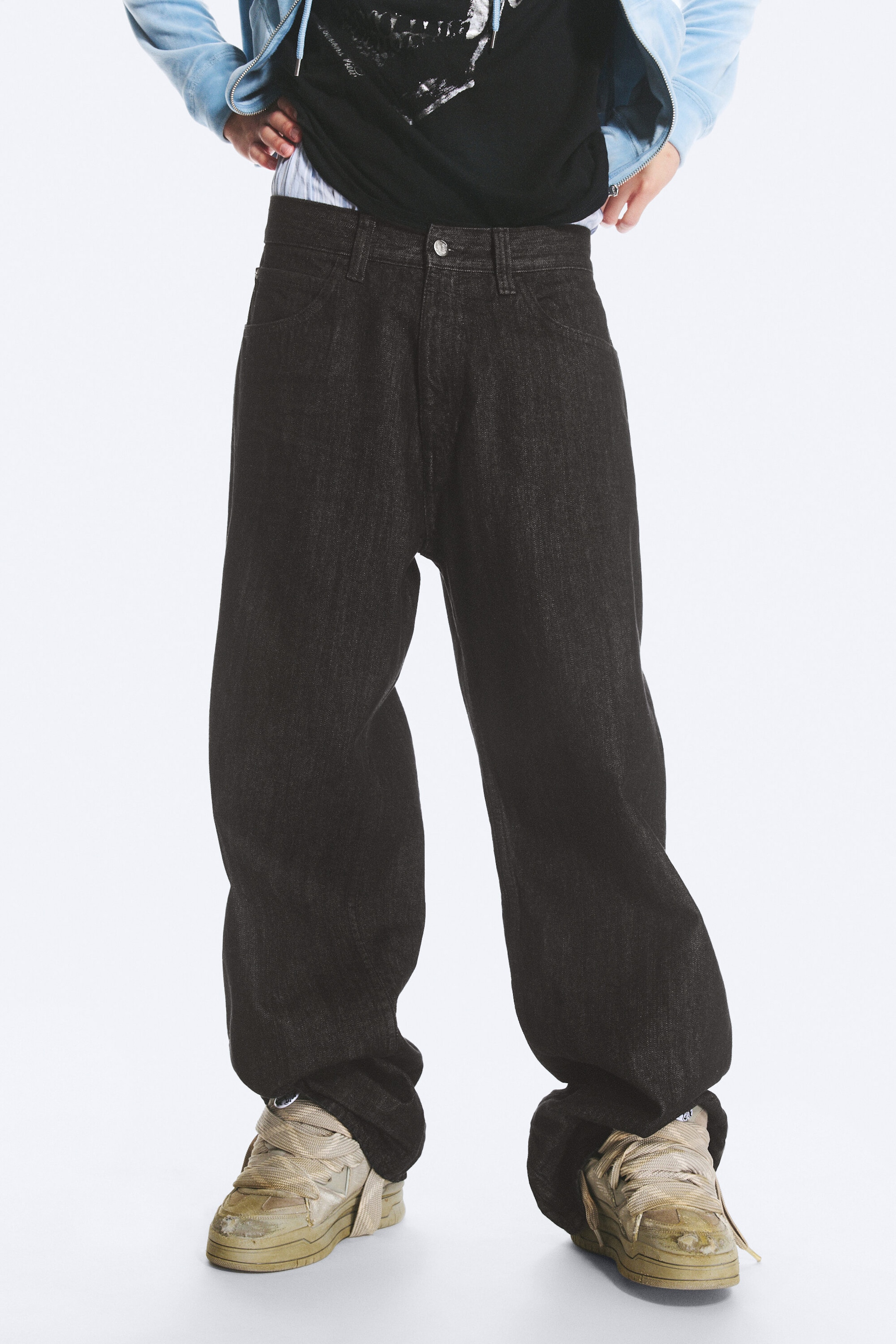 Extra Black Rinse - Looser Regular Waist Loose Straight Jeans - 2