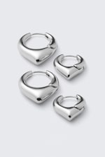 Silver - 2-Pack Softly Pointed Hoop Earrings - 0