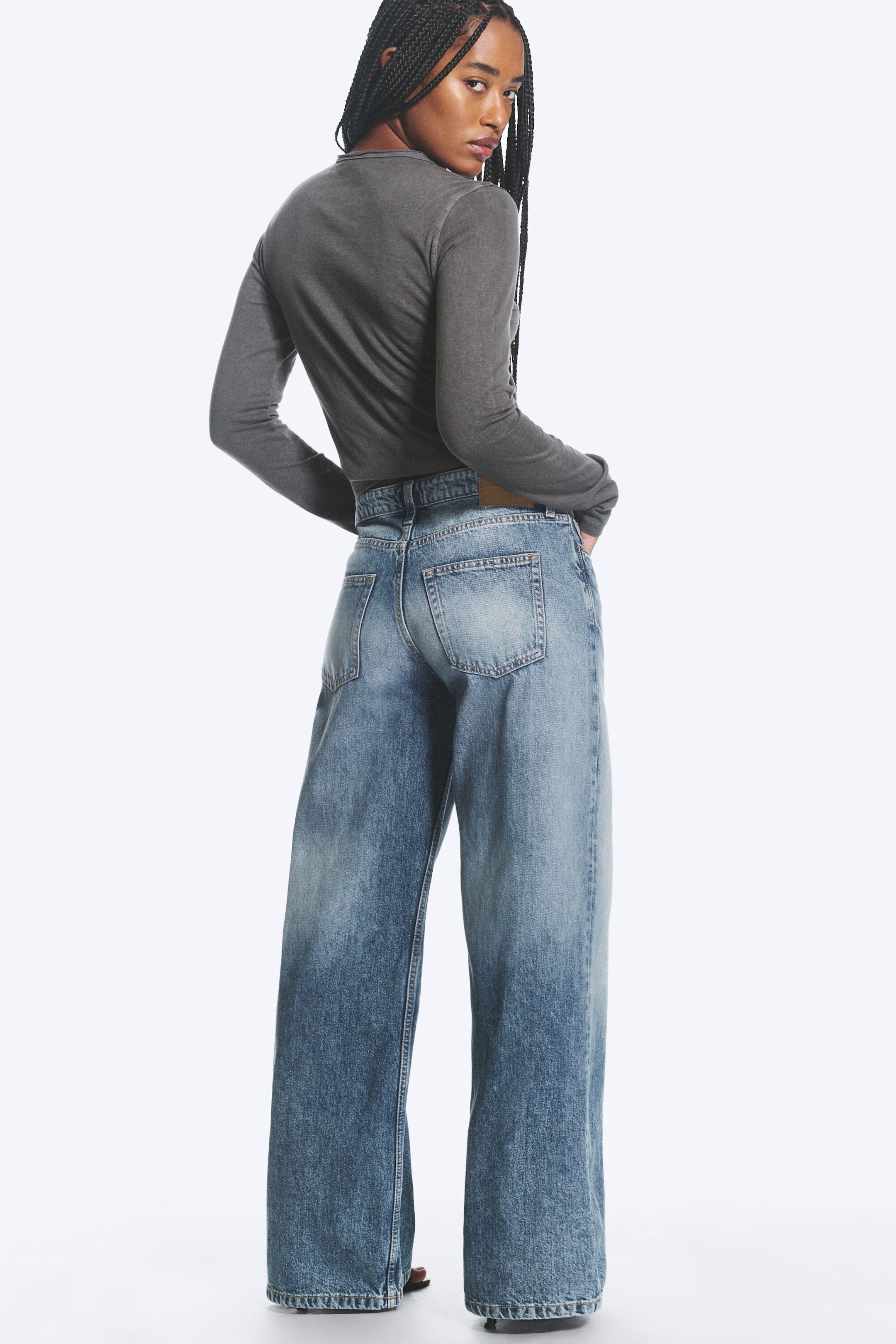 Blue Horses - Medium Blue - Paz Mid Rise Wide Jeans - 3