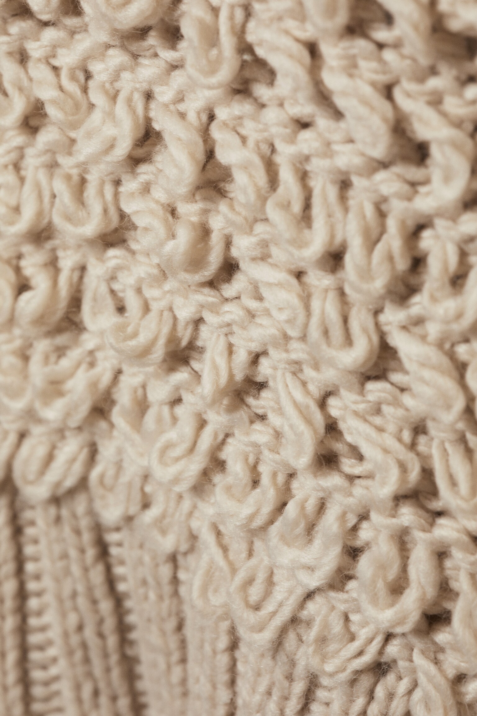 Striktrøje med tekstureret løkkestrik - Beige/Lysegrøn - 5