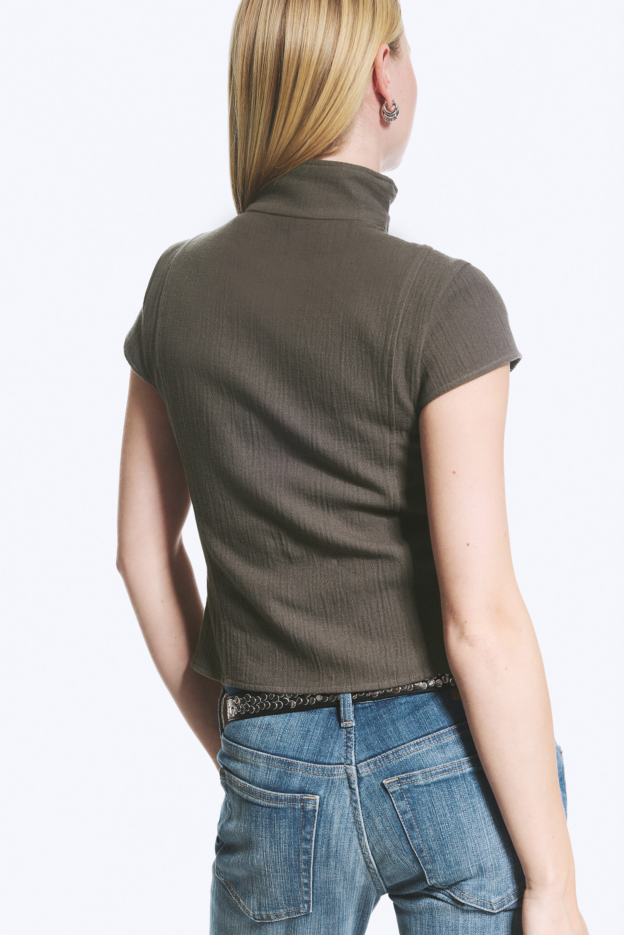 Dark Mole - Double Breasted Cotton Top - 3