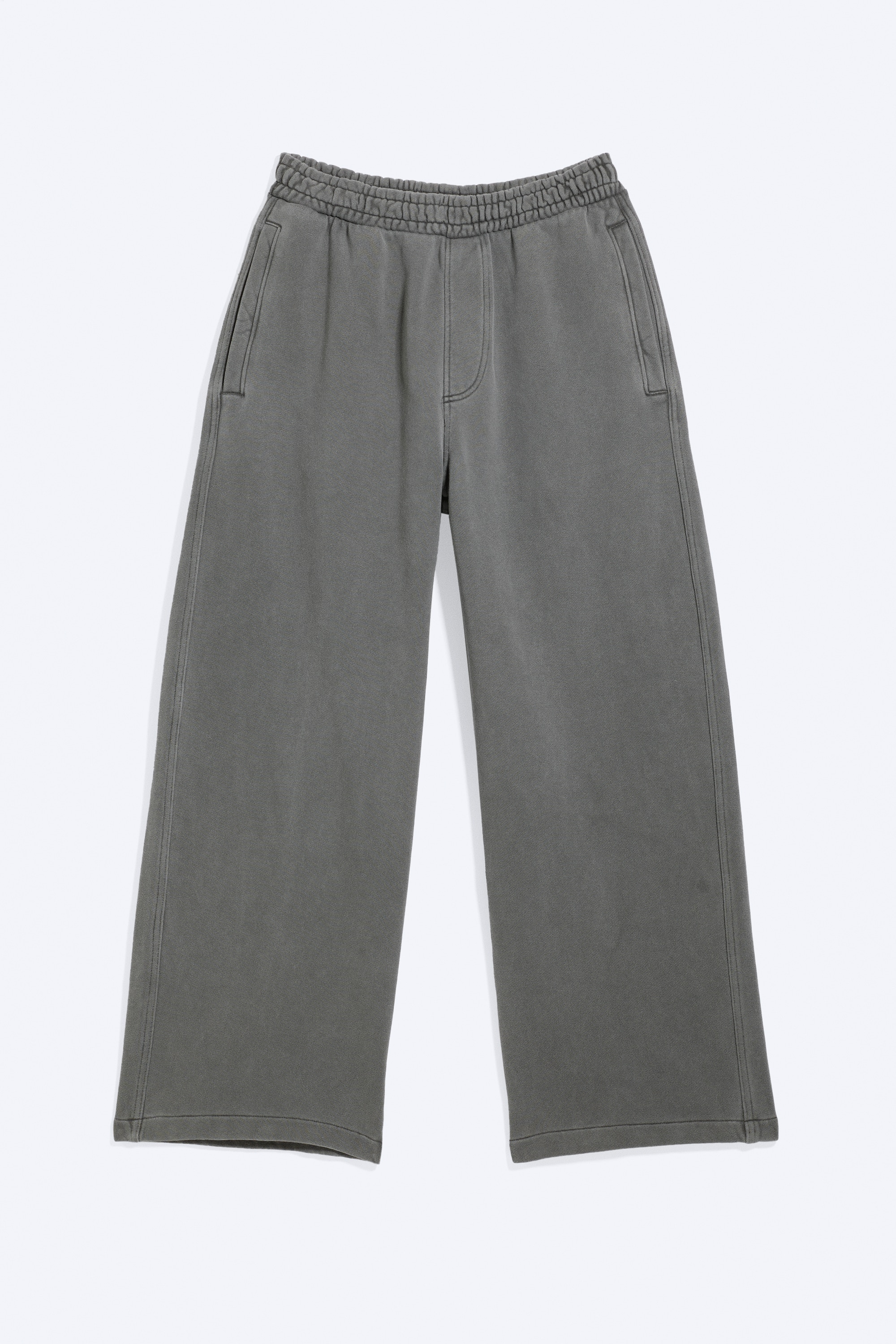 Pantaloni de trening largi din bumbac gros - Gri Închis Spălat/Negru Uzat