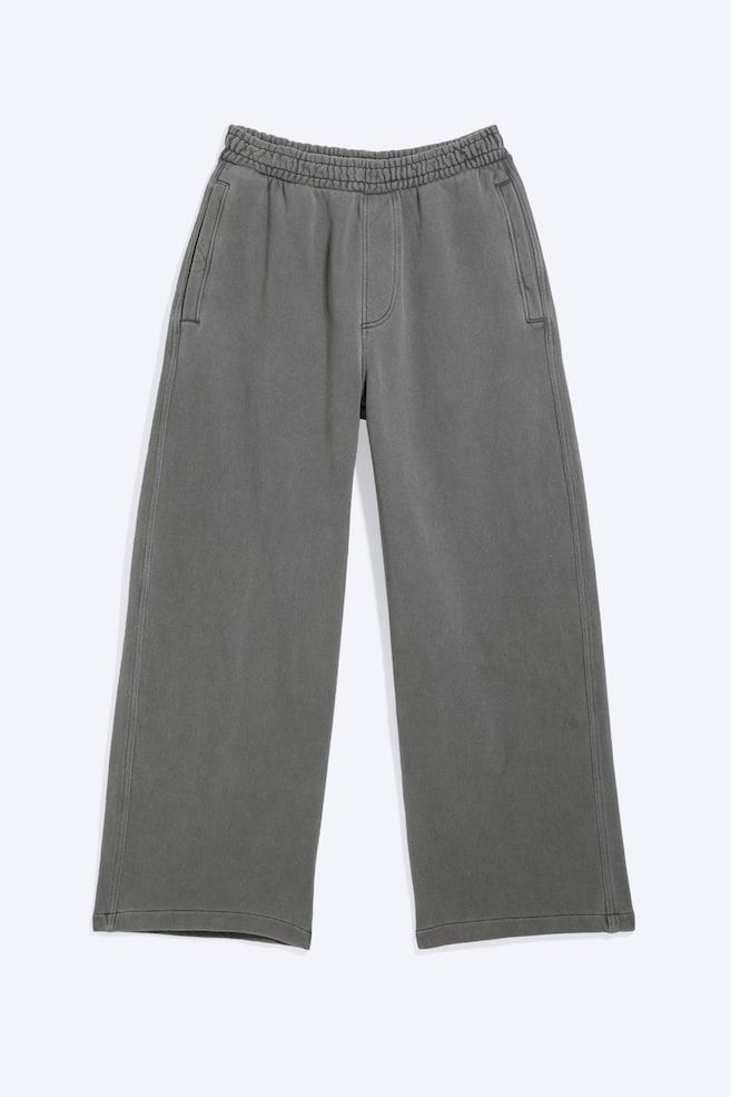 Loose Heavyweight Cotton Sweatpants - Washed Dark Grey/Worn Black - 1