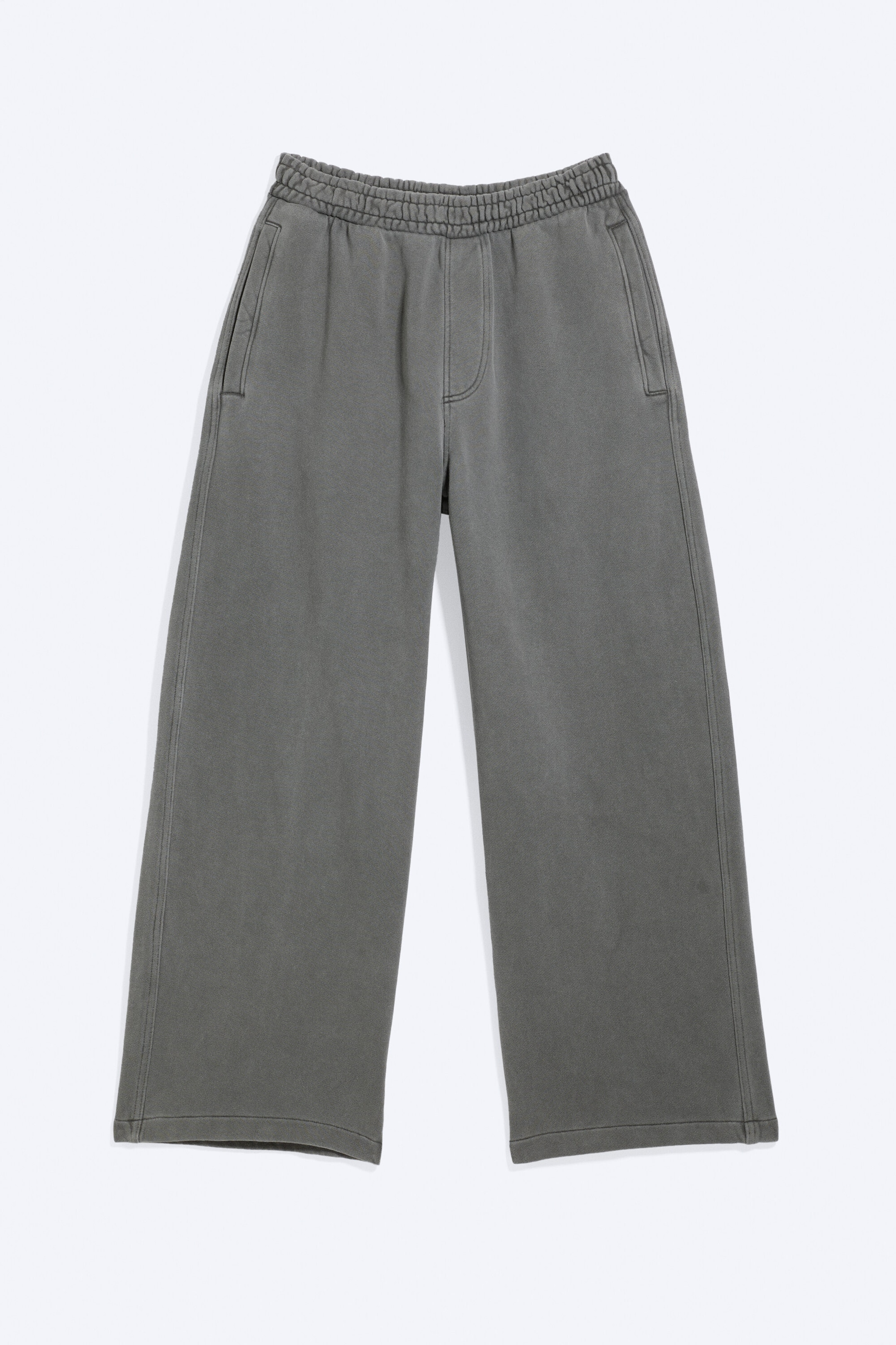 Ausgewaschenes Dunkelgrau - Weite Sweatpants aus schwerem Baumwoll-Frottee - 4