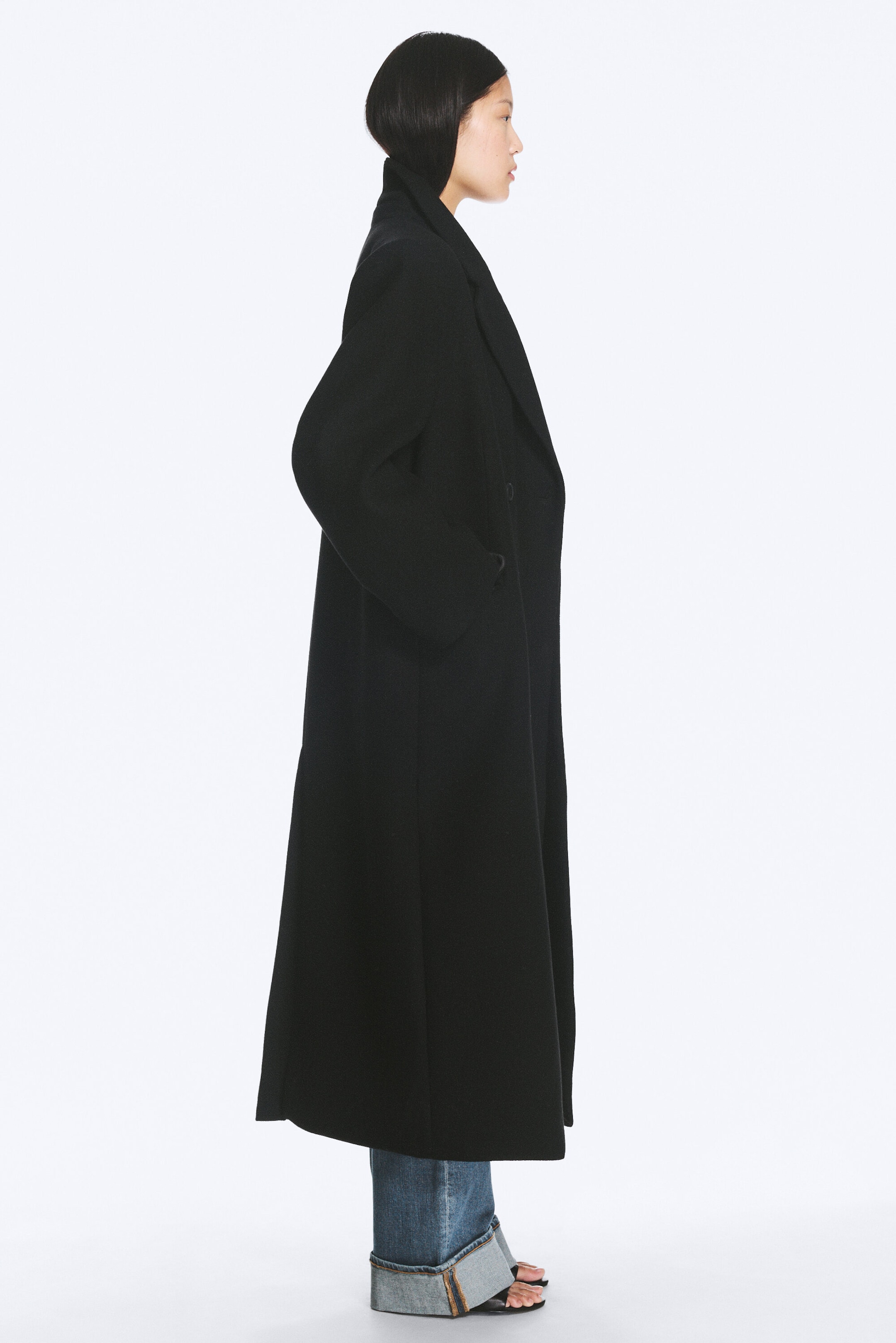 Black - LOGAN DOUBLE-BREASTED WOOL-BLEND COAT - 3