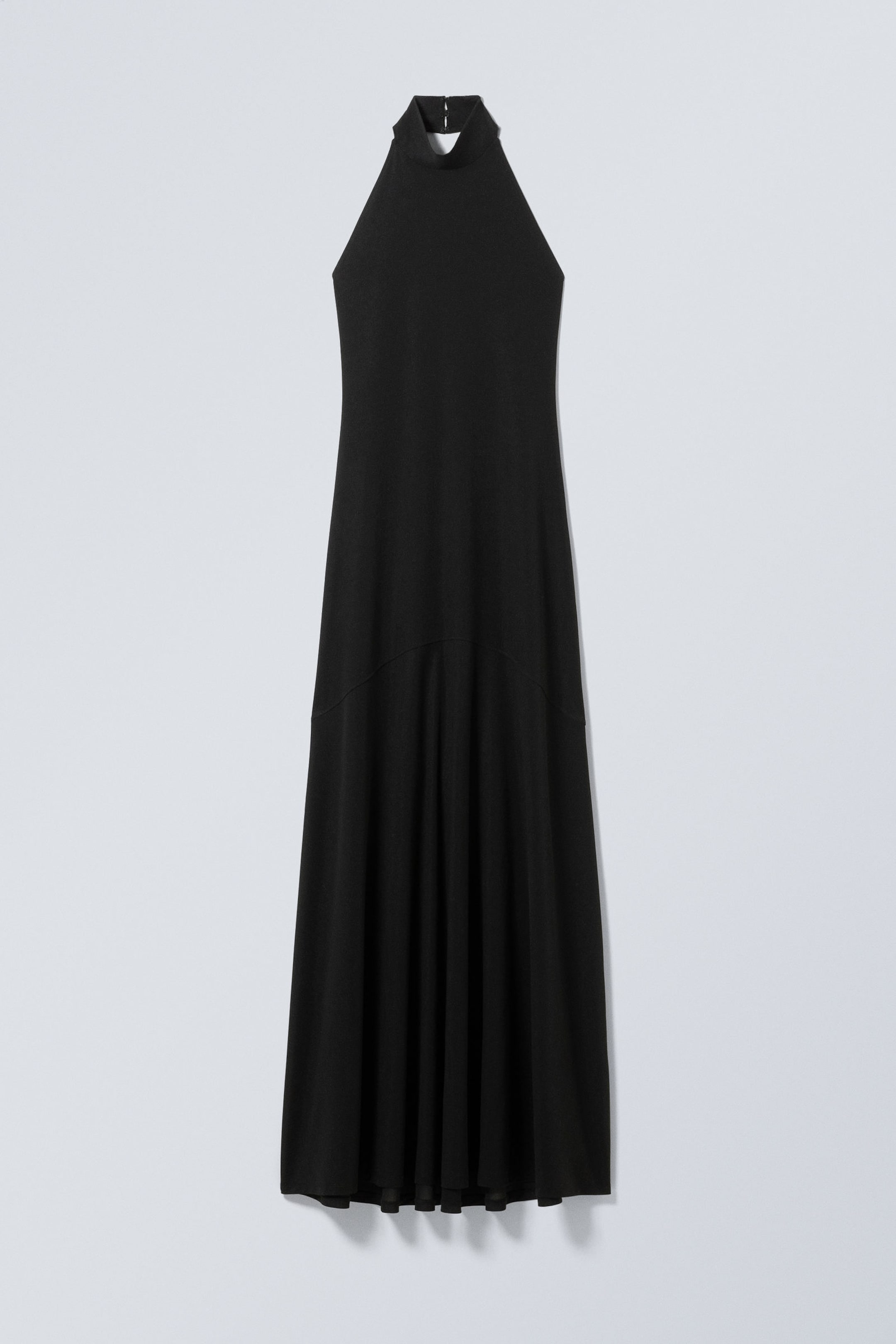 Schwarz - Maxi-Neckholderkleid mit offenem Rücken - 0