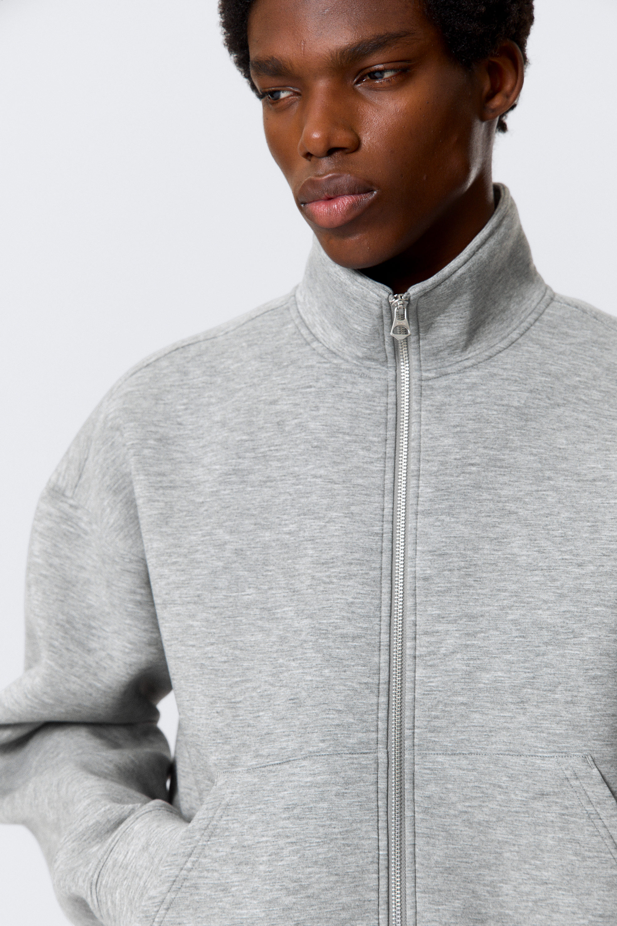 Grey Melange - Simon Scuba Zip Sweatshirt - 2