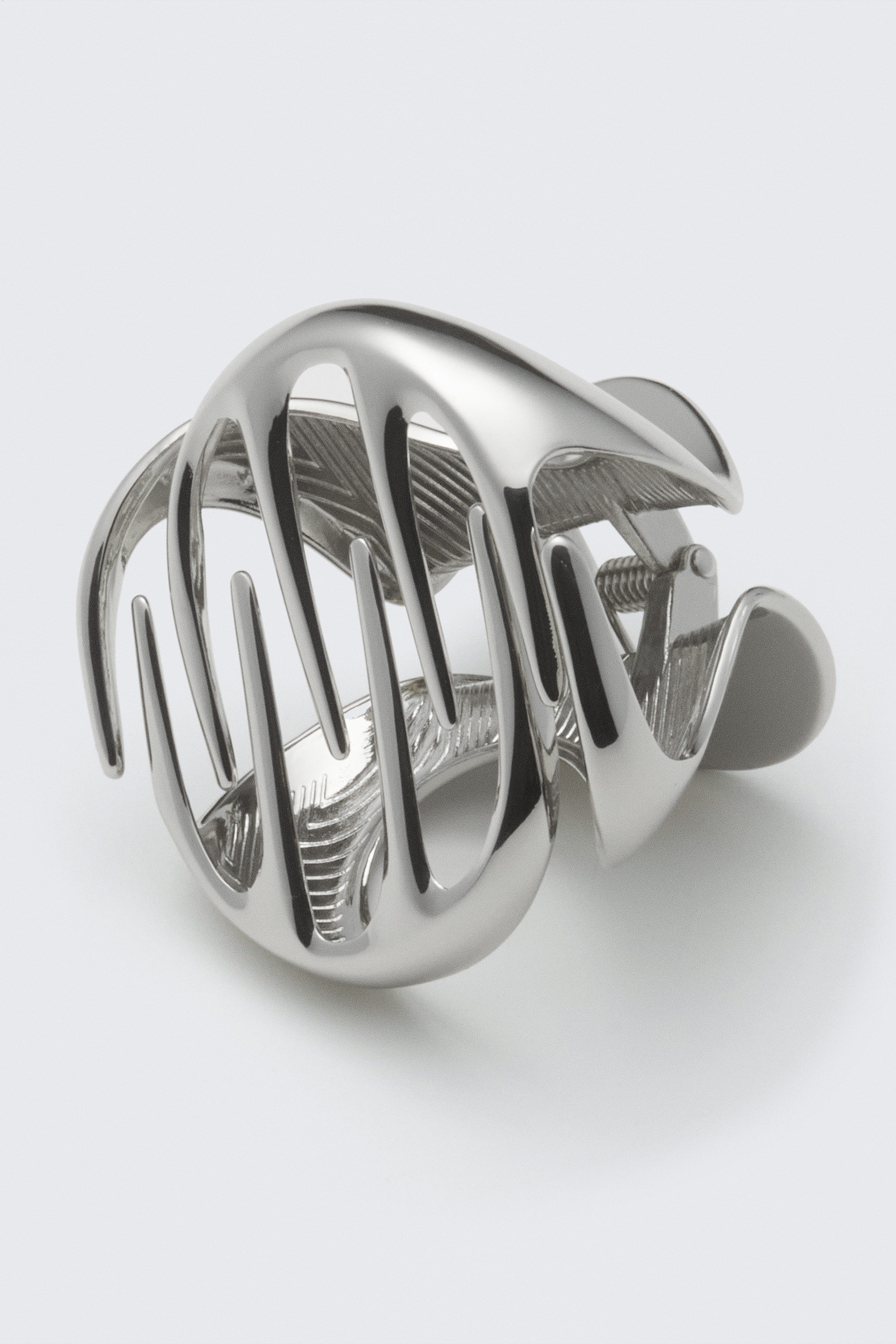 Silver-coloured - Sculptural Mini Hair Claw - 2