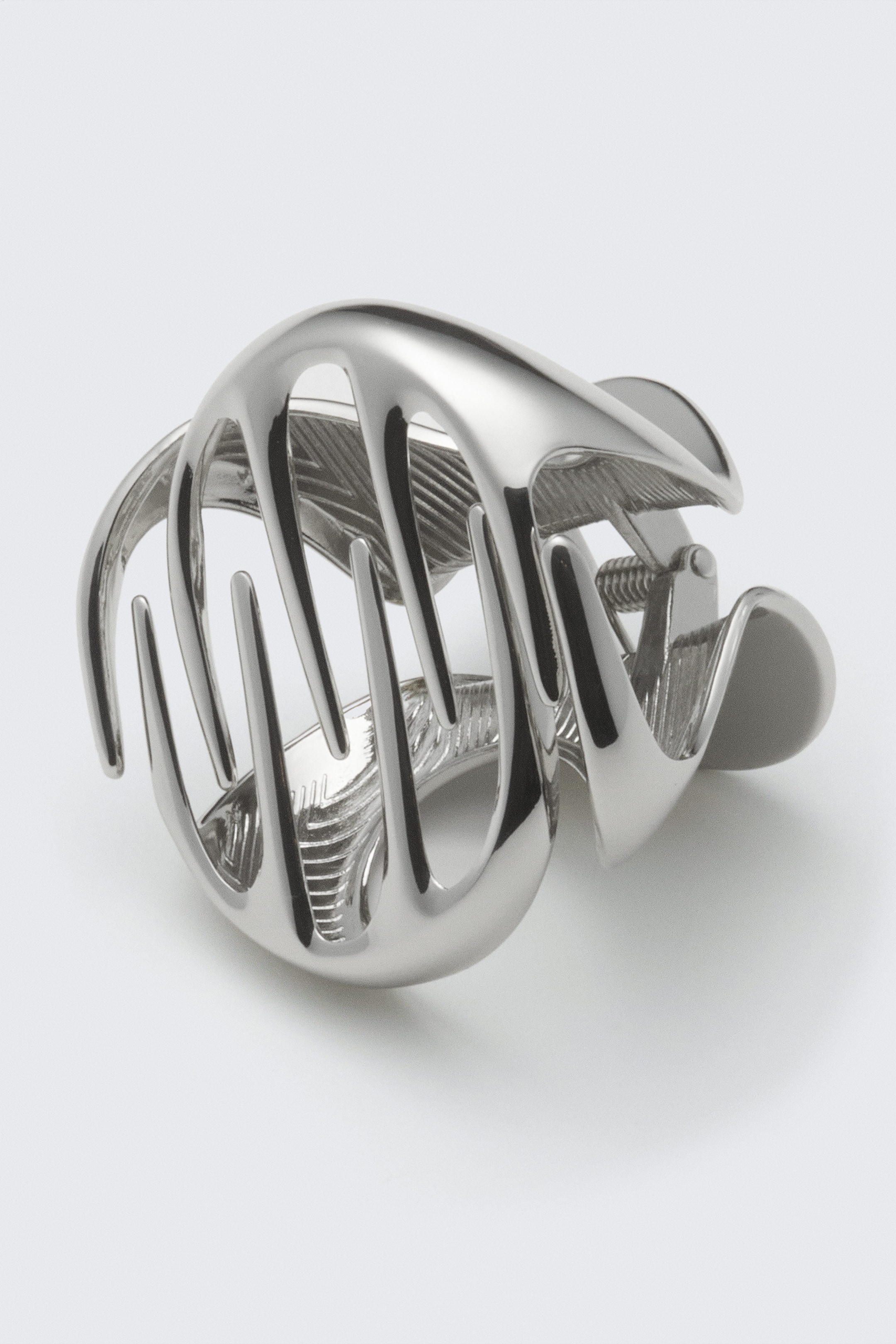 Silberfarben - Skulpturale Mini-Haarklammer - 1