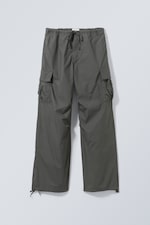 Dark Grey - Parachute Loose Cargo Trousers - 0