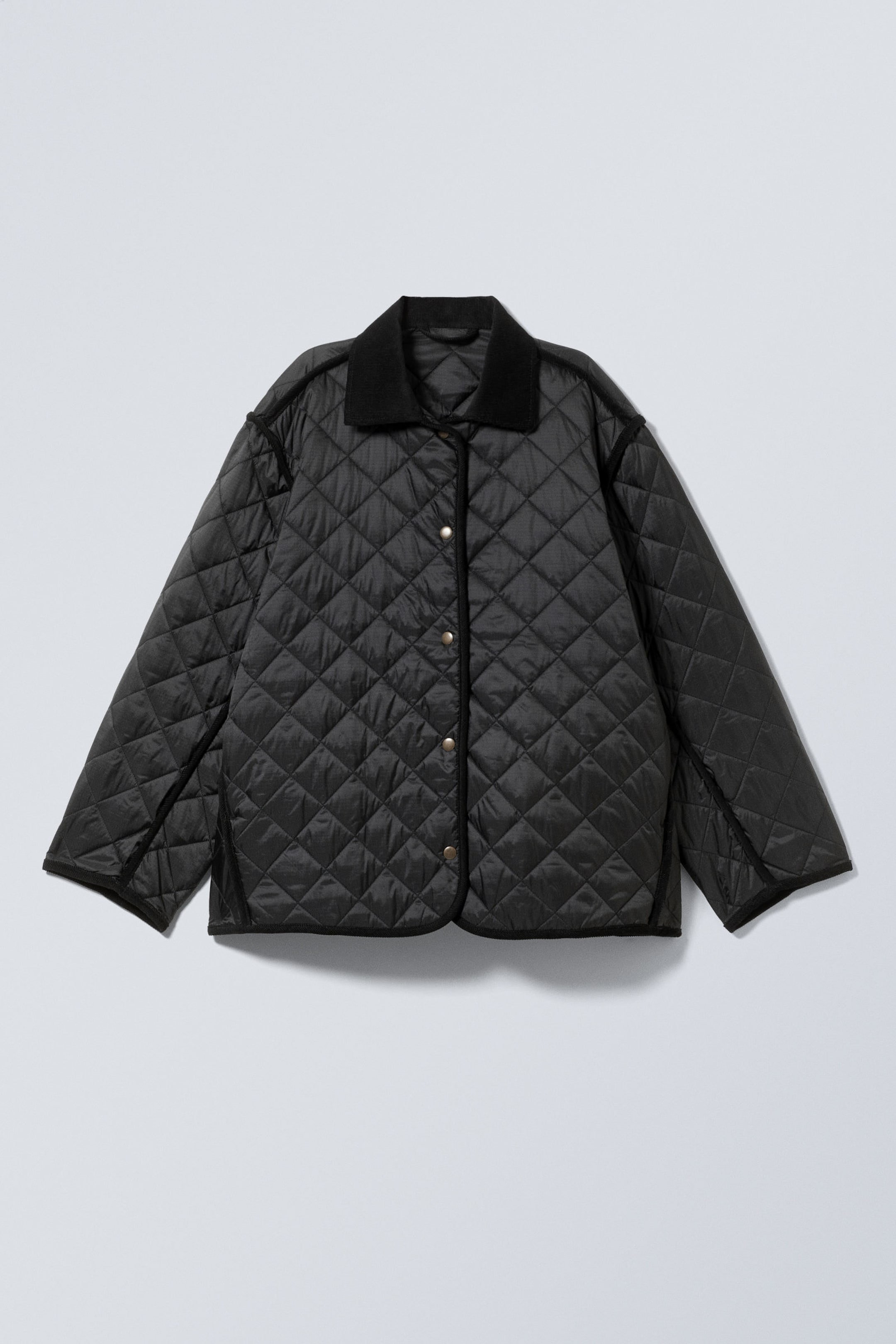 Schwarz - Gesteppte Oversize-Innenjacke - 4