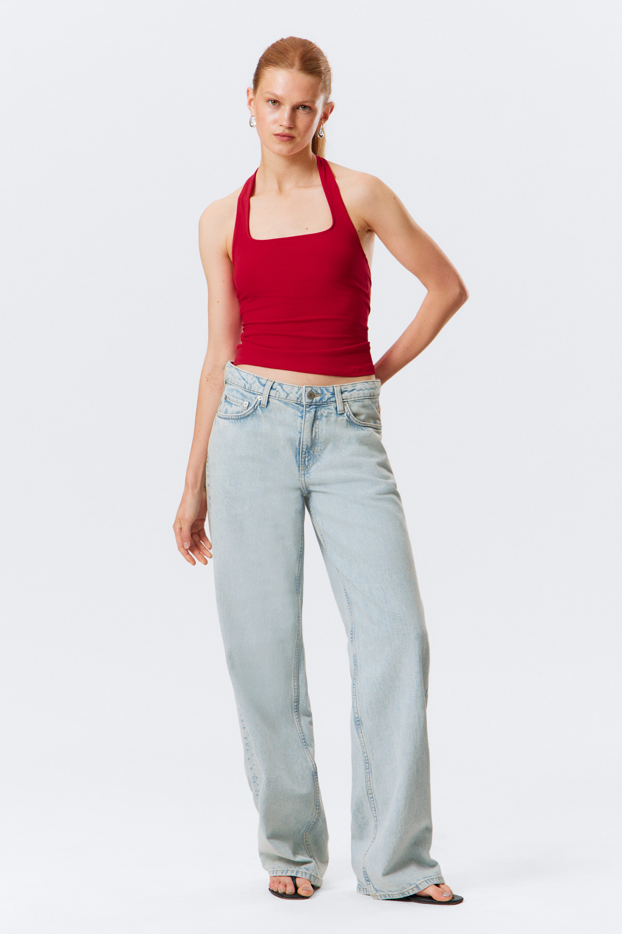 Rot - Neckholder-Top mit quadratischem Ausschnitt - 2