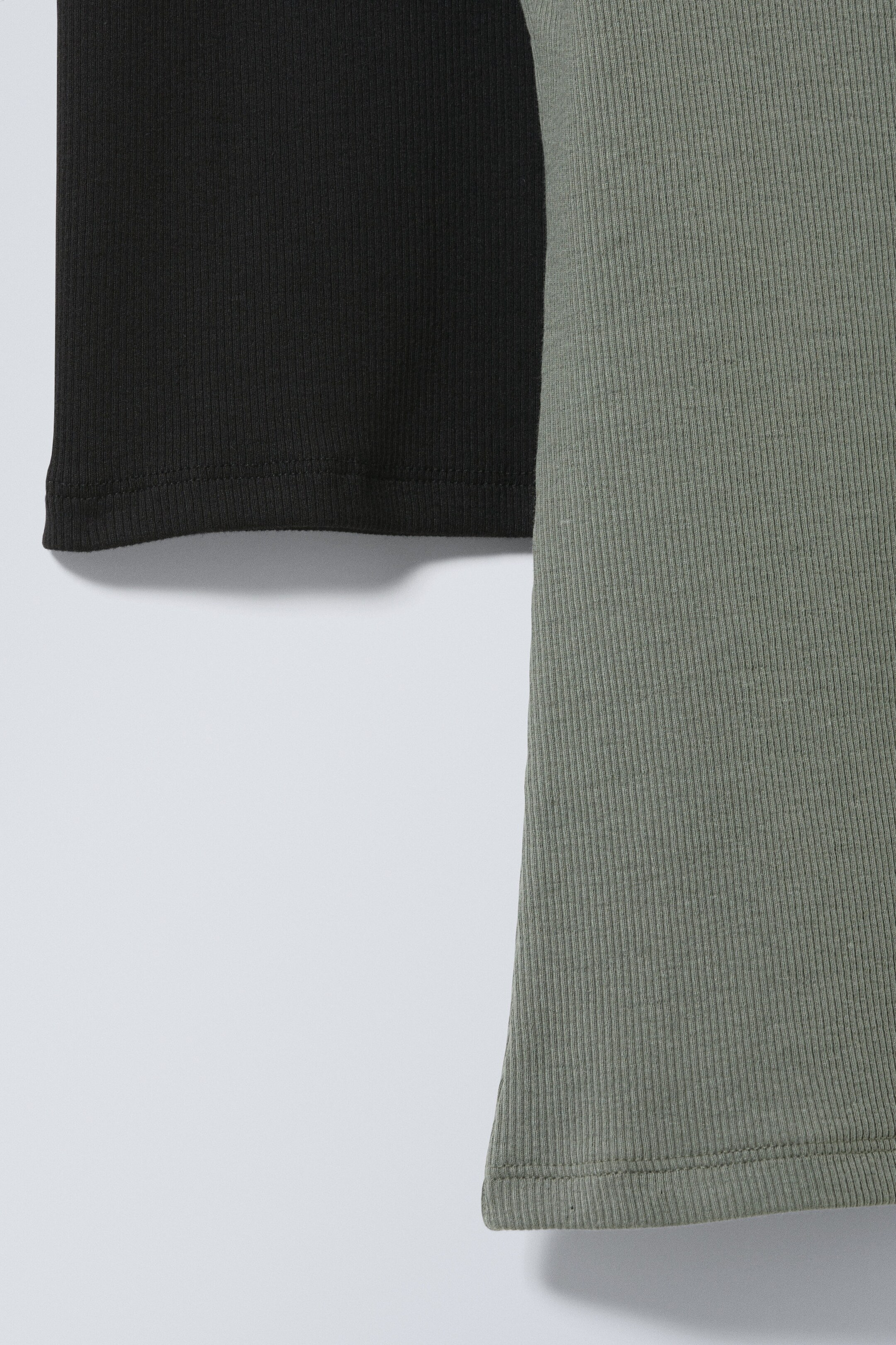 Black & Khaki - 2-pack Close Fitted Rib T-shirt - 1
