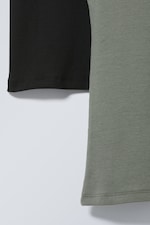 Black & Khaki - 2-pack Close Fitted Rib T-shirt - 1