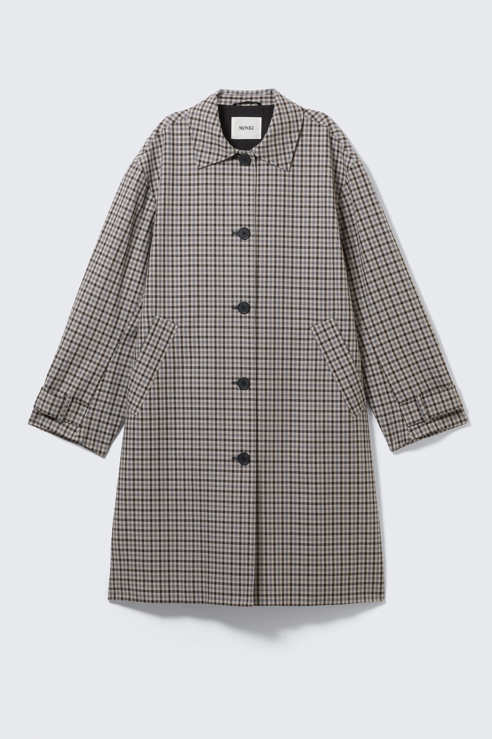 Grau kariert - Locker geschnittener, einreihiger Car-Coat - 5