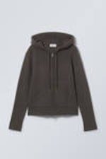 Dark Grey - Compact Knitted Zip Hoodie - 0