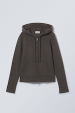 Dark Grey - Compact Knitted Zip Hoodie - 0