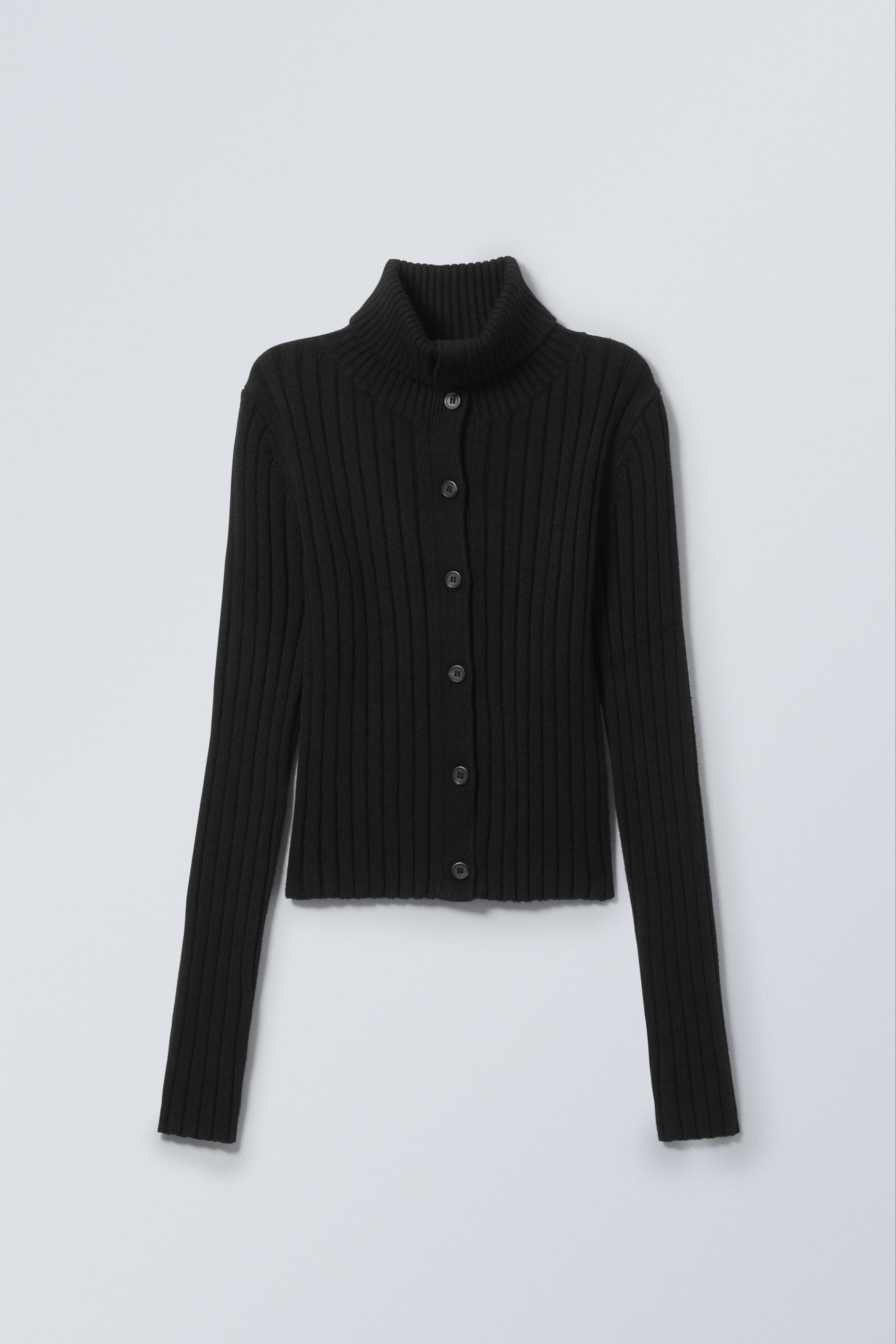 #272628 - Slim Knitted Turtleneck Cardigan - 2