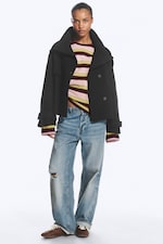 Dark Blue - Funnel neck jacket - 0