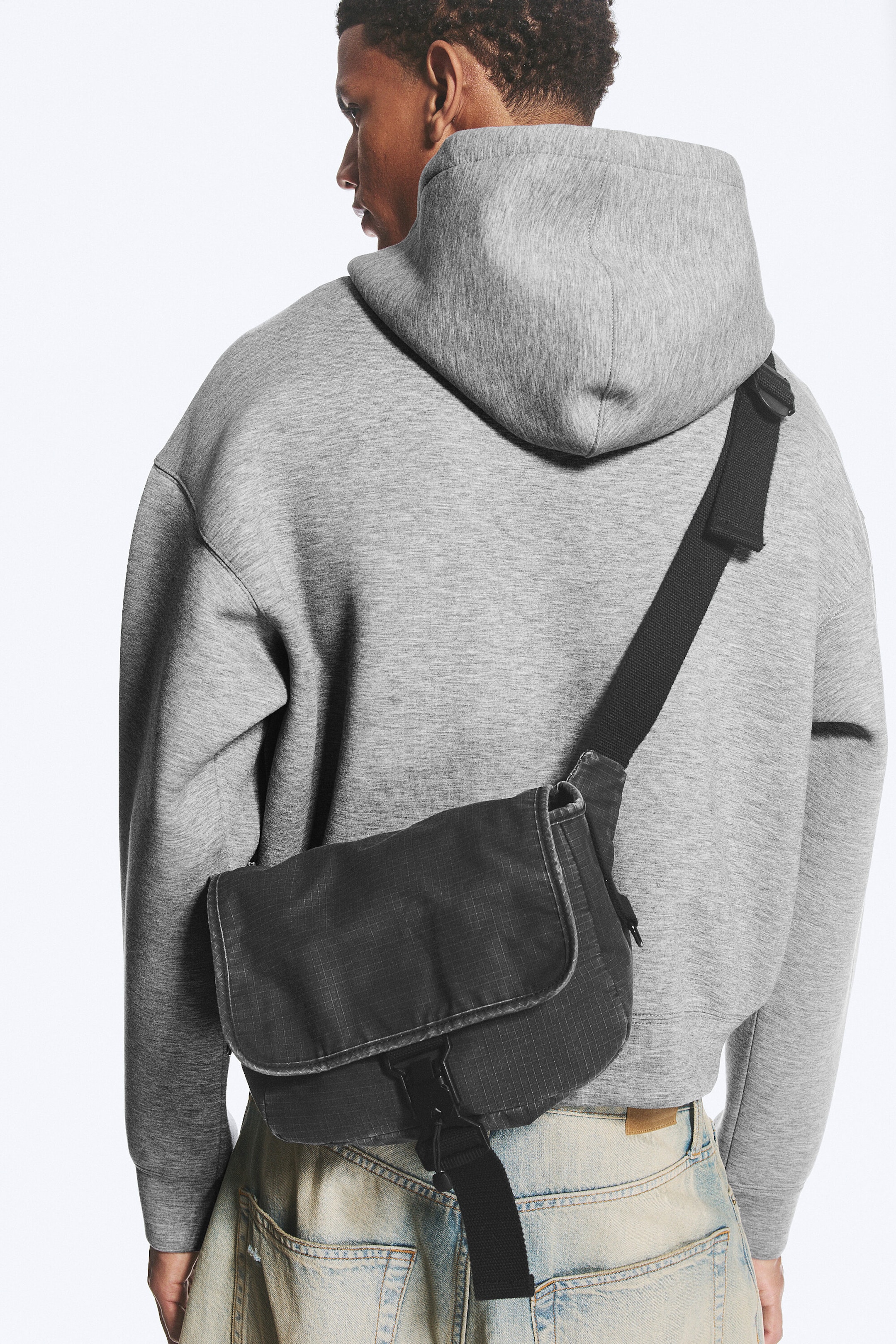 Noir délavé - Sac messager à bandoulière - 1