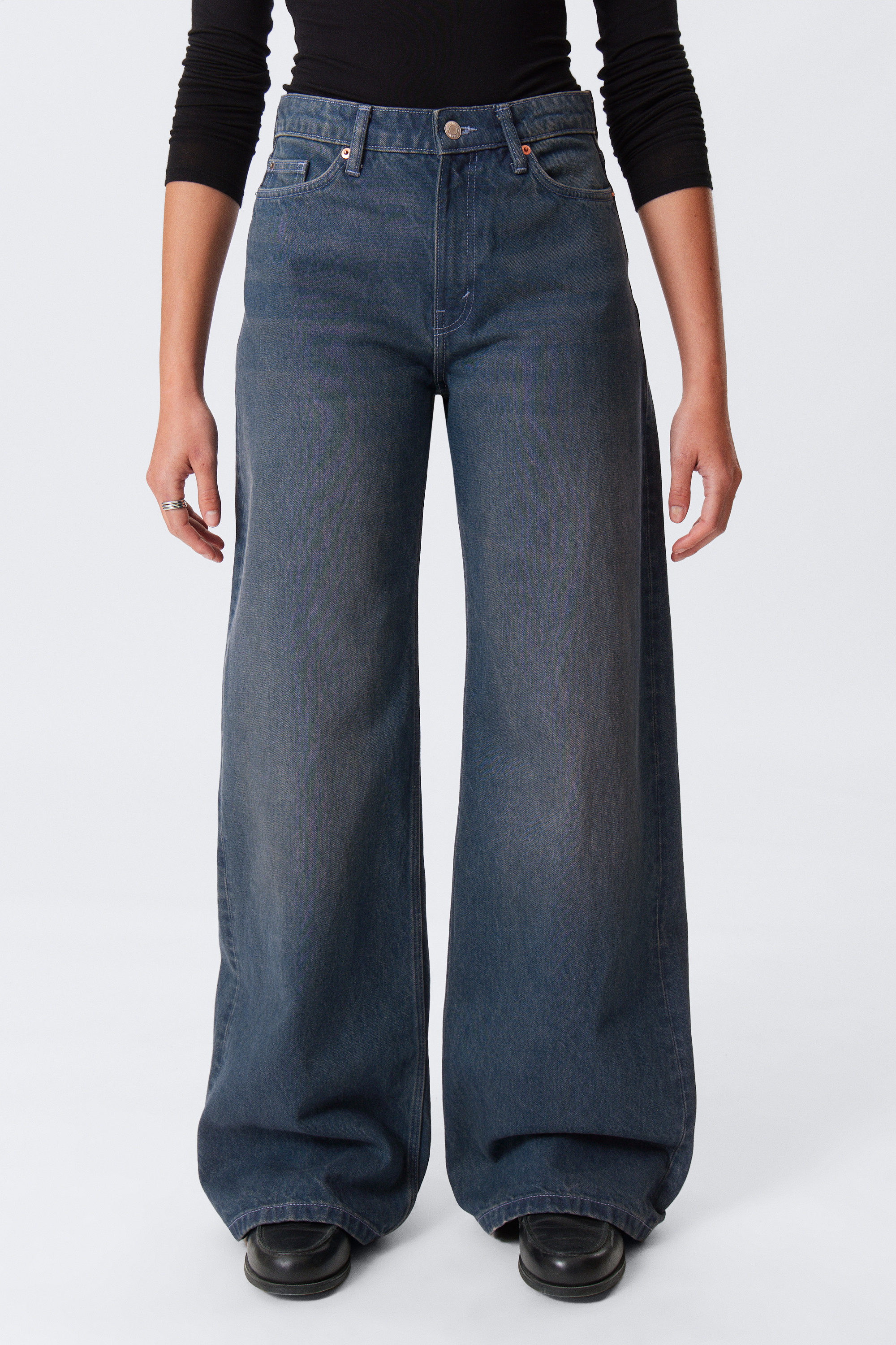 Ajax Blue - Dunkelblau - Paz Mid Waist Loose Wide Leg Jeans - 2