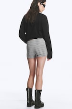 Grey Melange - Black Stripe - Low Hotpants - 4