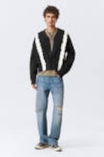 Svart batik - Stickad boxig tie-dye-cardigan - 2