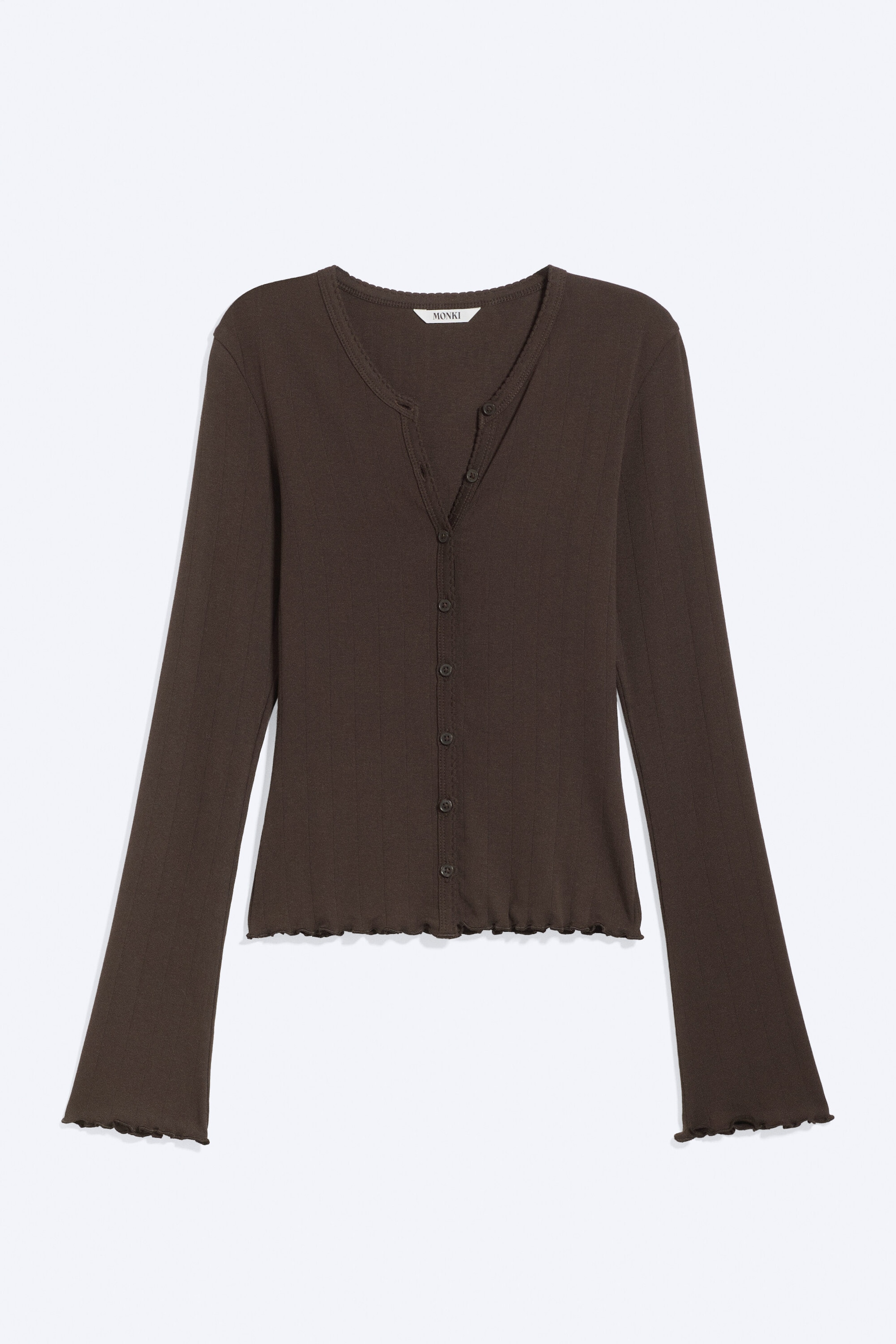 Dark Brown - Ribbed slim fit cardigan - 3