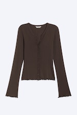 Dark Brown - Ribbed slim fit cardigan - 3