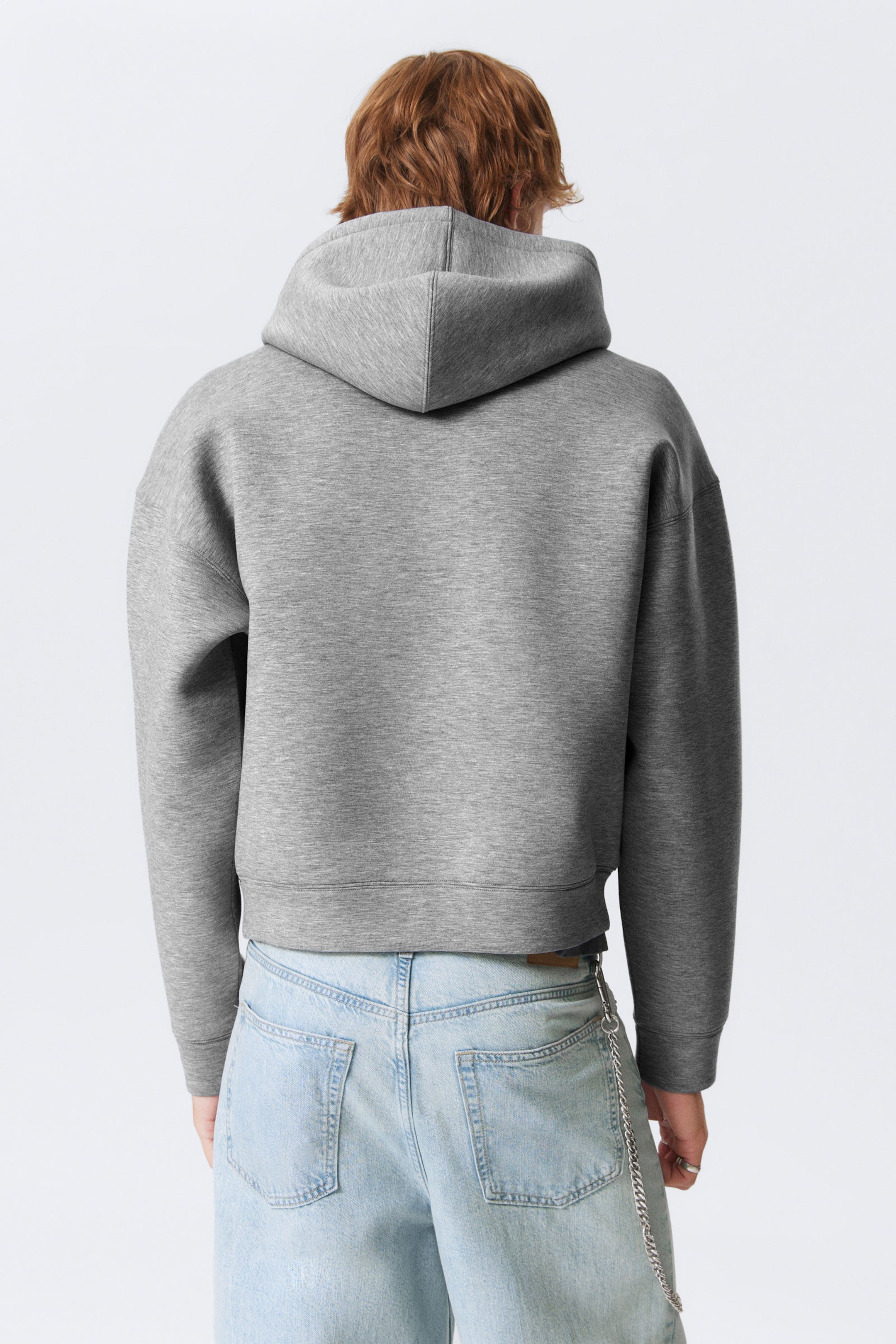 Grau meliert - "Stardust" - Graphischer Zip-Hoodie Simon aus Scuba-Stoff - 3