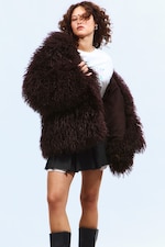 Burgundy - Faux Fur Jacket - 1