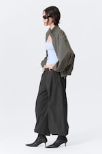 Dark Grey - Low Rise Pull-on Ripstop Trousers - 2