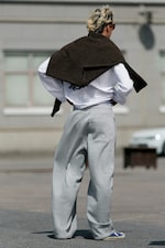 Gråmelert - Plissert joggebukse med løs passform - 6
