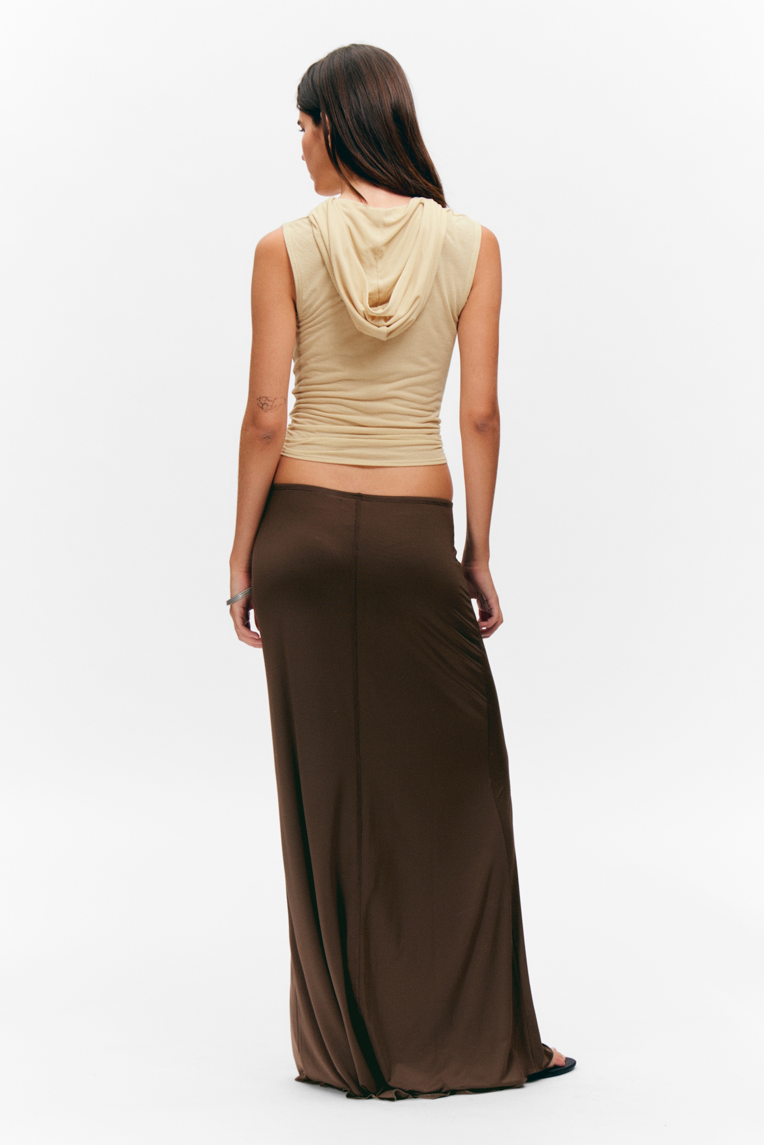 Maxi Jersey Skirt - Dark Brown - 3