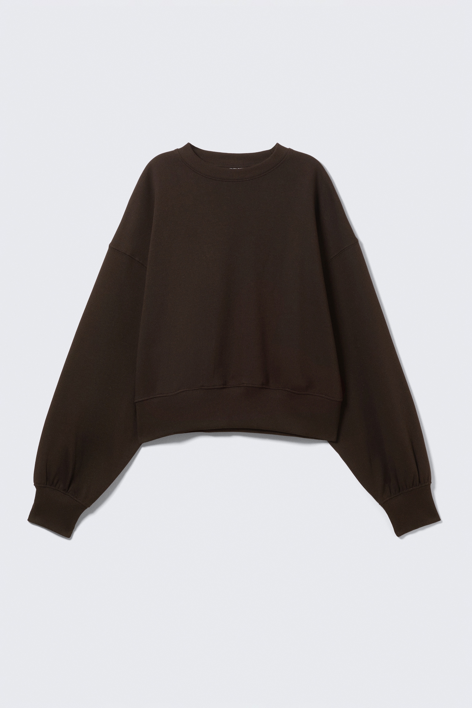 Oversized Crewneck Sweatshirt - Dark Brown/Grey Melange - 2