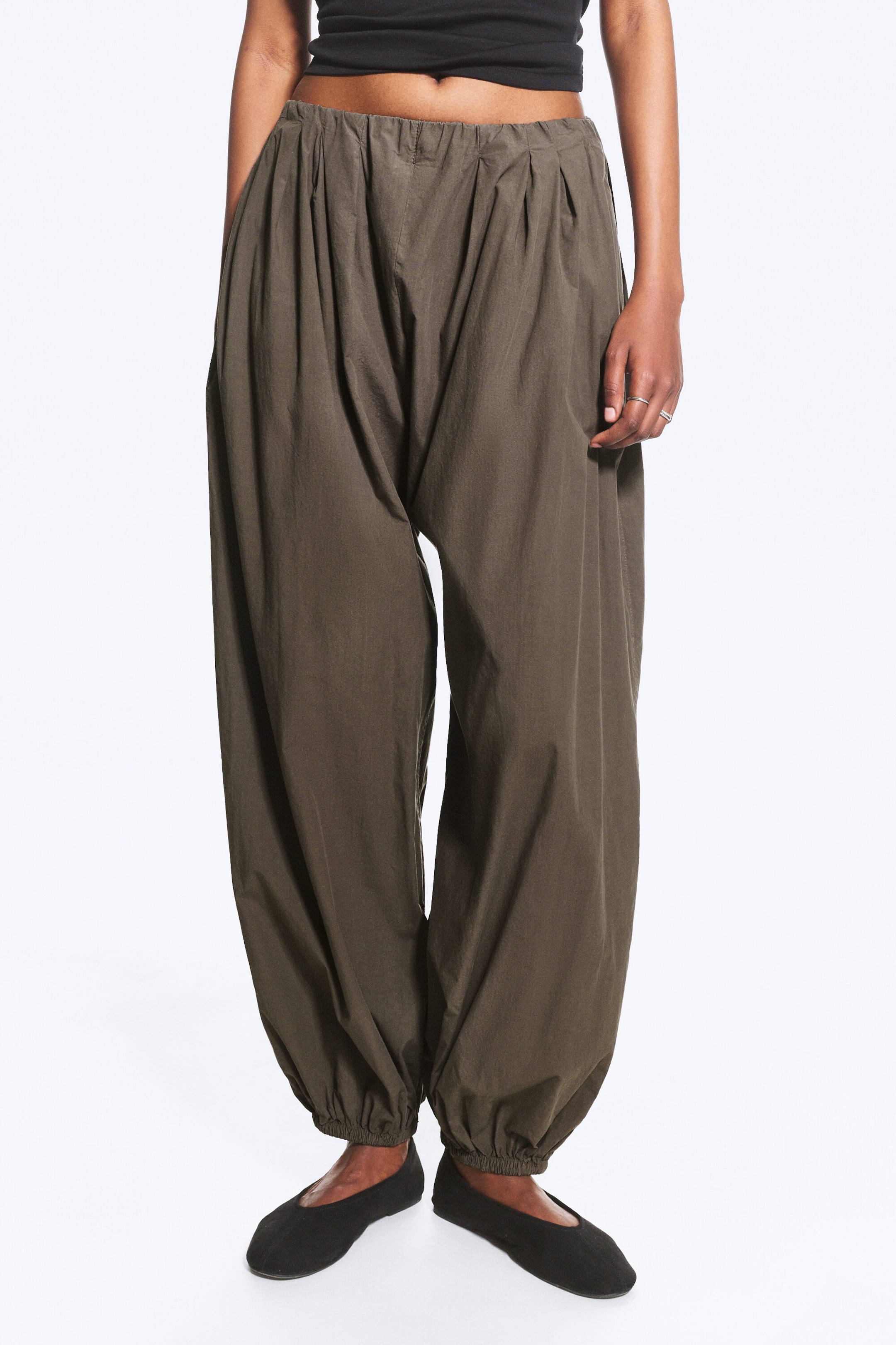 Dunkles Graubraun - Ballonhose aus Baumwolle - 2