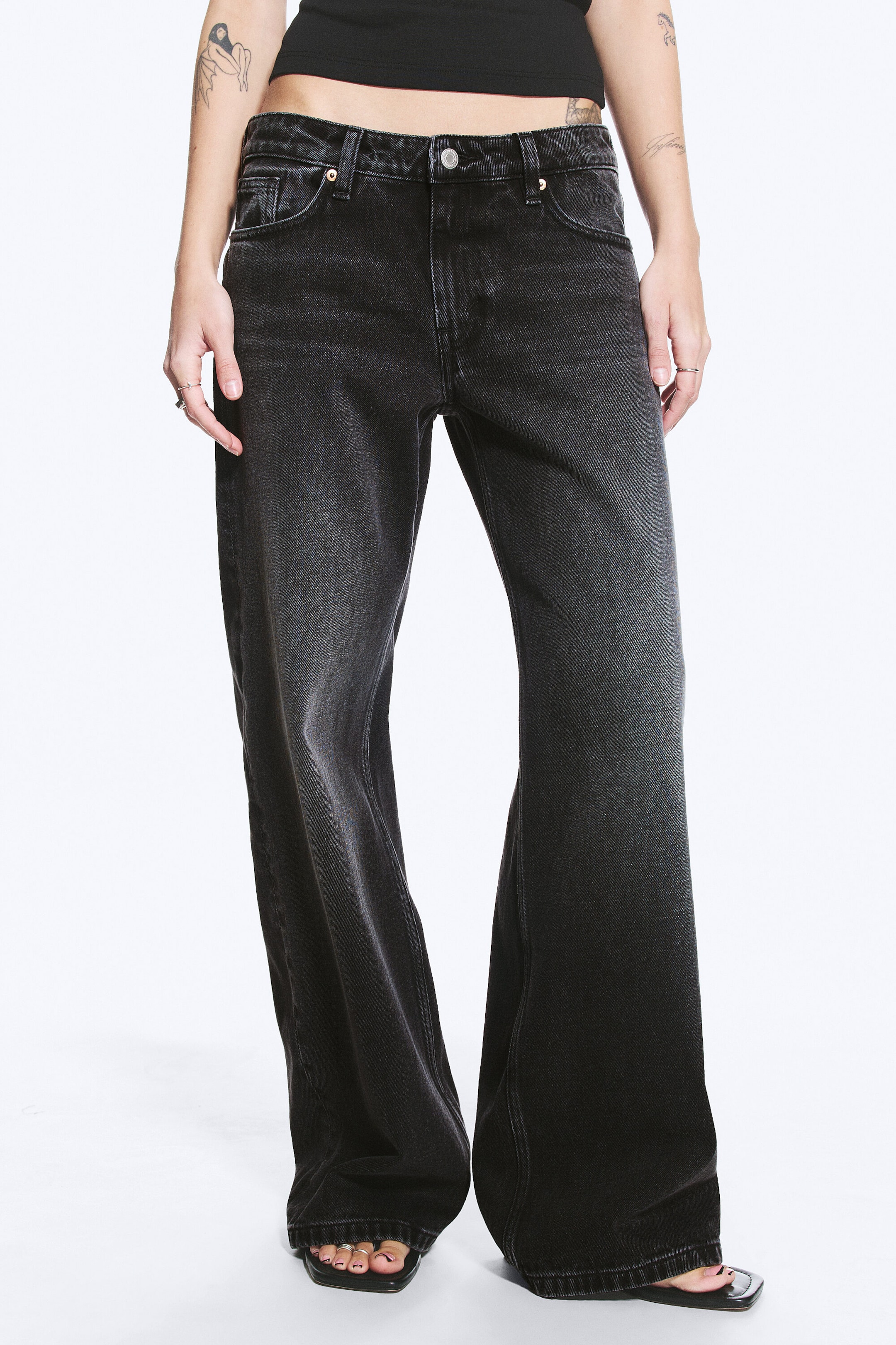 Washed Black – Zwart - Imoo Low Rise Loose Wide Jeans - 2