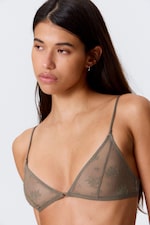 Dusty Grey - Lace Triangle Soft Bra - 1