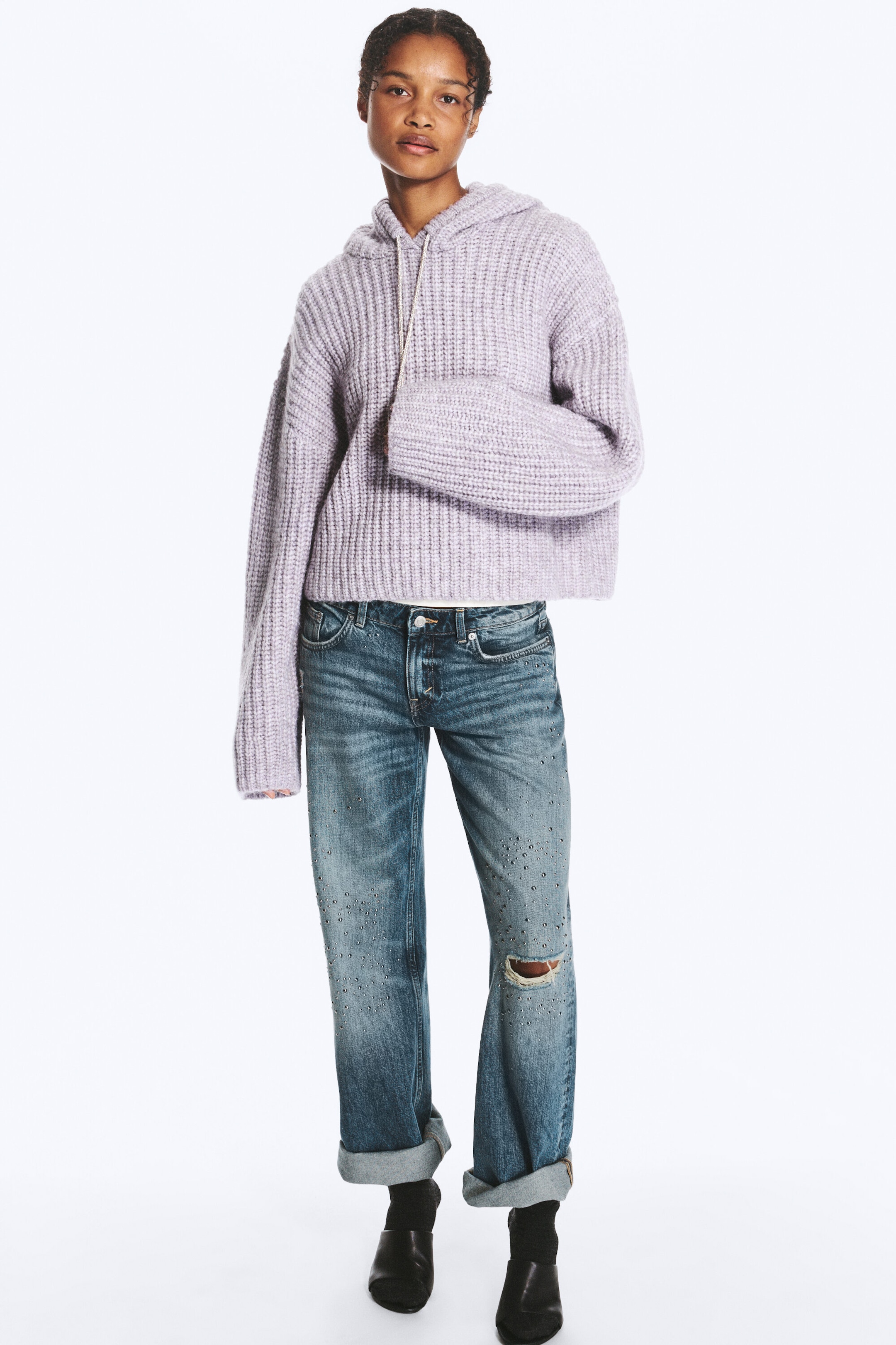 Lilas - Sweat à capuche en maille avec cordon de serrage - 2
