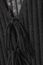 Black - Fitted Tie Cardigan - 1