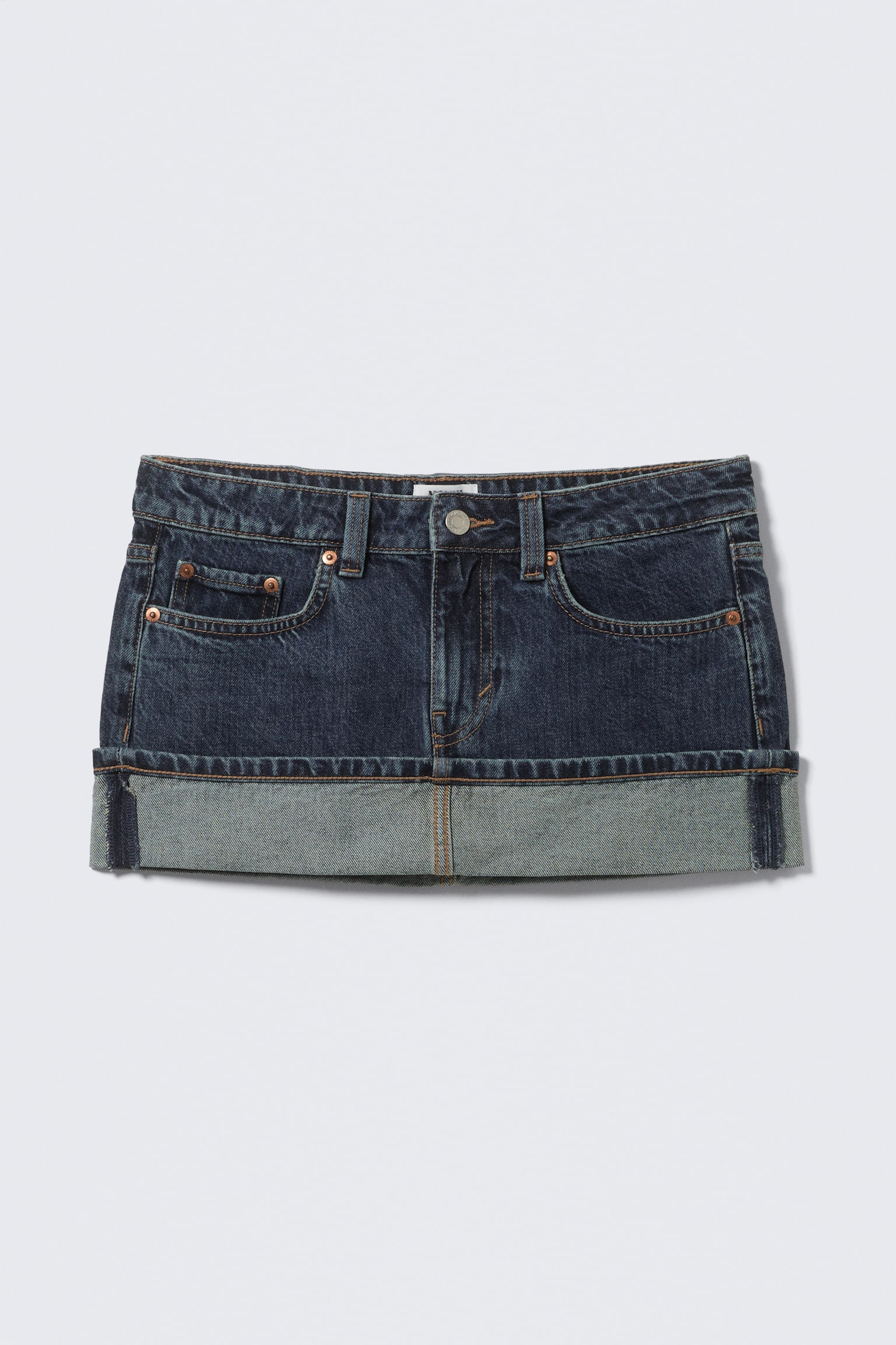 Mini-jupe ajustée taille basse en denim - Blue Anthem - Bleu moyen - 2
