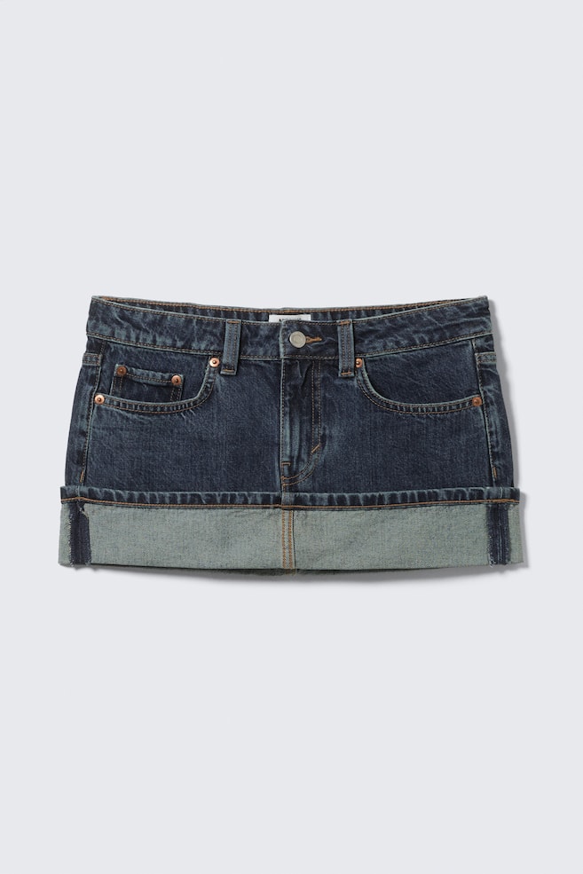 Schmaler Denim-Minirock mit niedrigem Bund - Blue Anthem - Mittelblau - 1