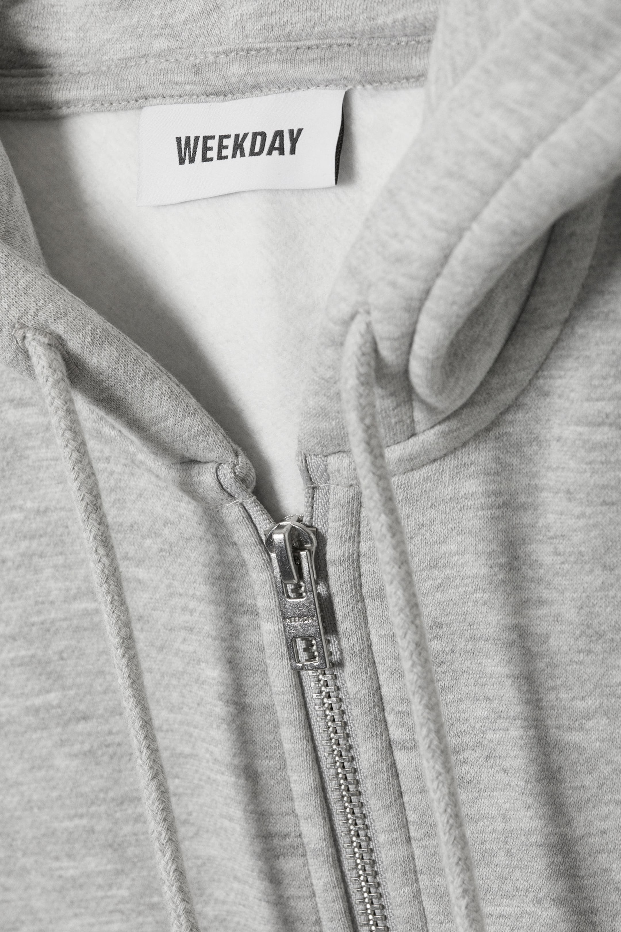 Grijs gemêleerd - Zware hoodie met boxy pasvorm en rits - 4