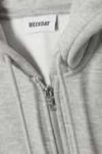 Grijs gemêleerd - Zware hoodie met boxy pasvorm en rits - 4
