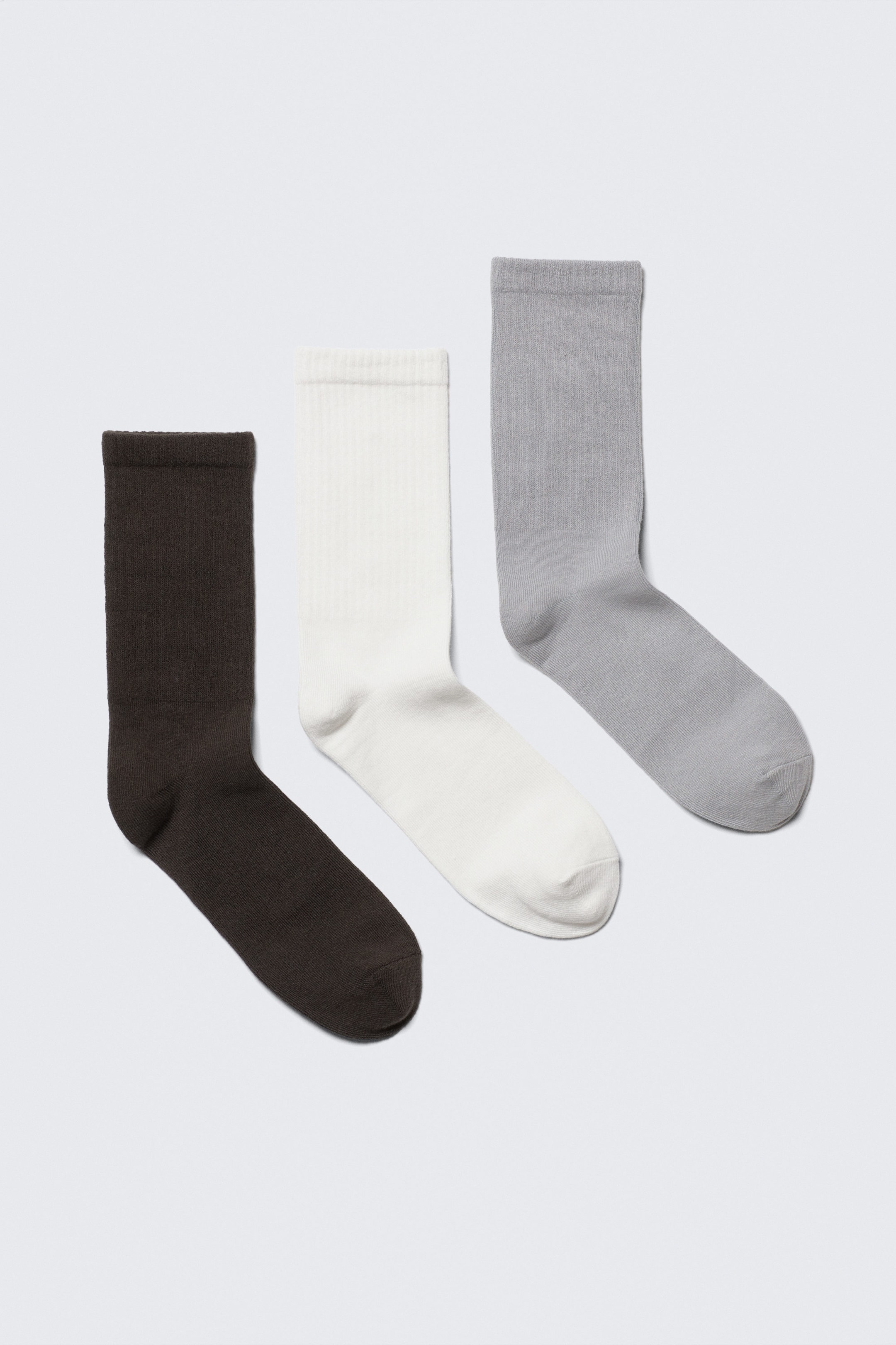 Svart/Vit/Grå - 3-pack ribbade sportiga strumpor - 0