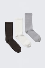 Svart/Vit/Grå - 3-pack ribbade sportiga strumpor - 0